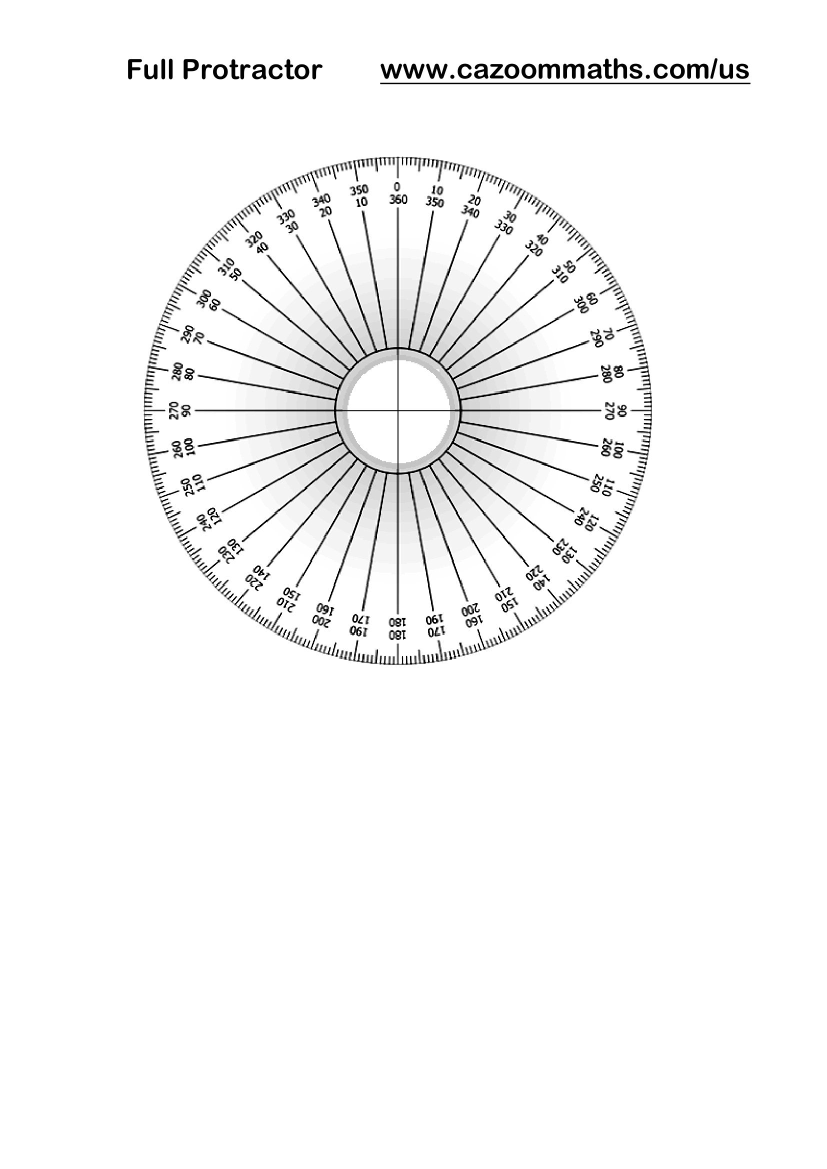 Printable Full Protractor FREE Teaching Resources