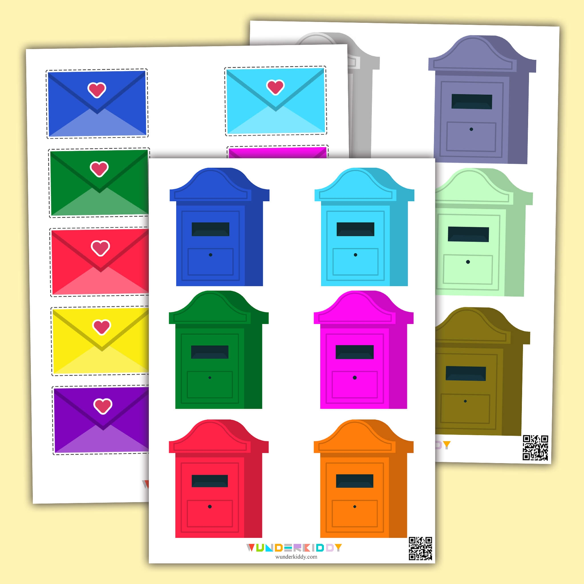 Printable Mailbox Color Matching Kindergarten Worksheet