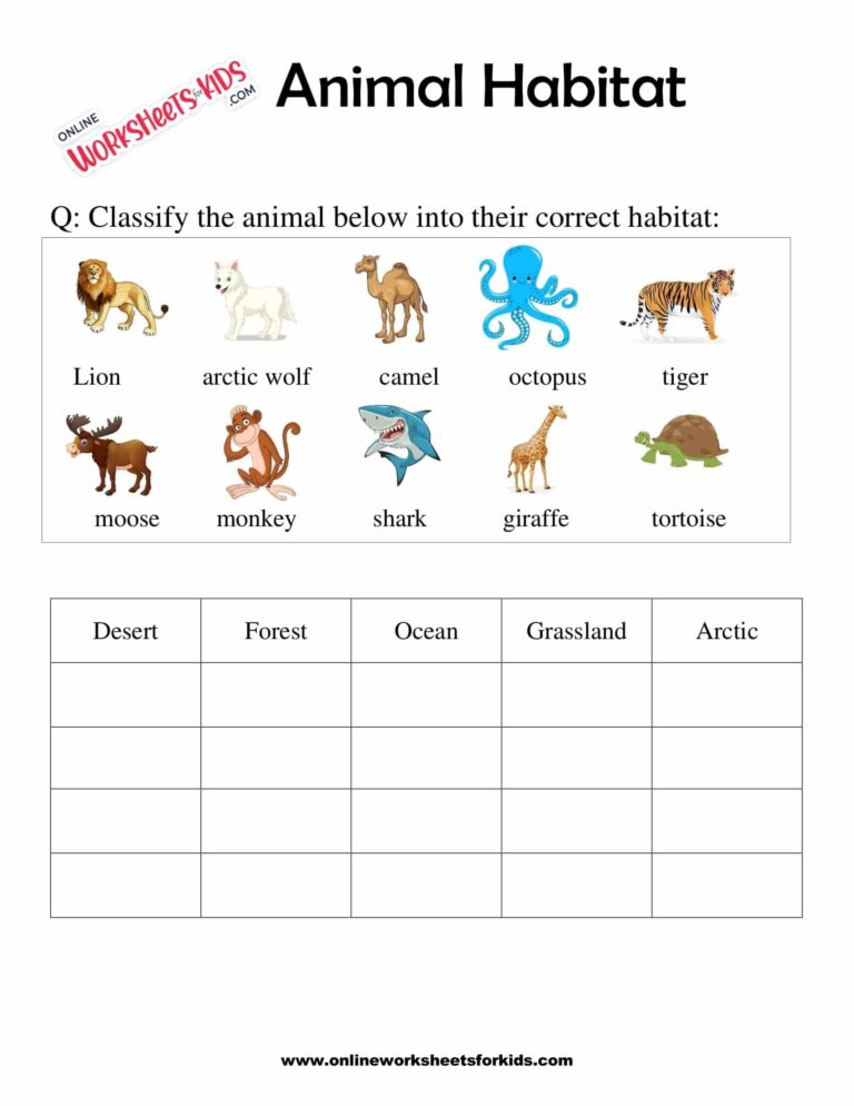 Printable Matching Activity Animal Habitats Worksheets For Grade 1 Worksheets Library