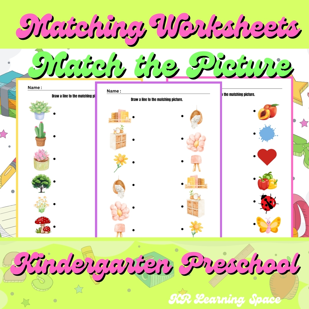 Printable Matching Worksheets Match The Picture Kindergarten 