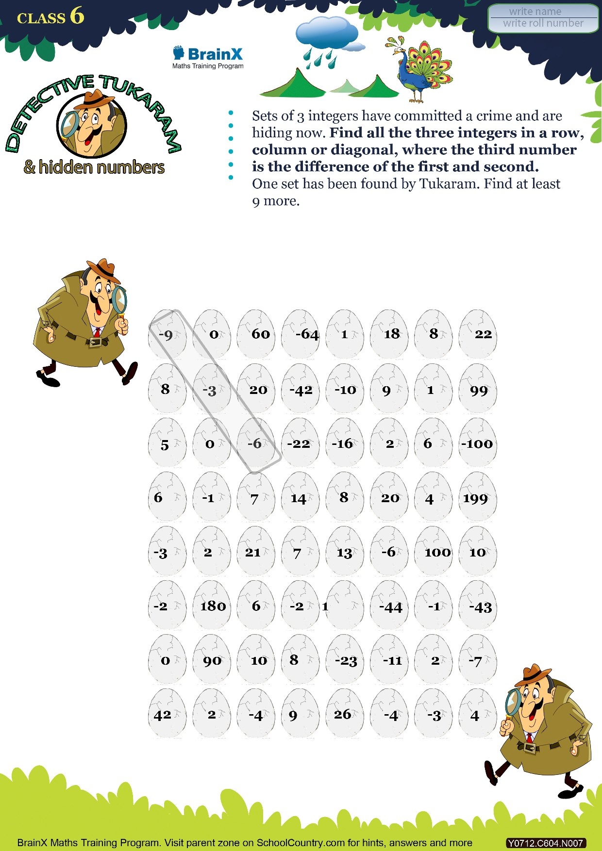 Printable Numbers Math Olympiad Worksheet Detective Tukaram And Hidden Numbers