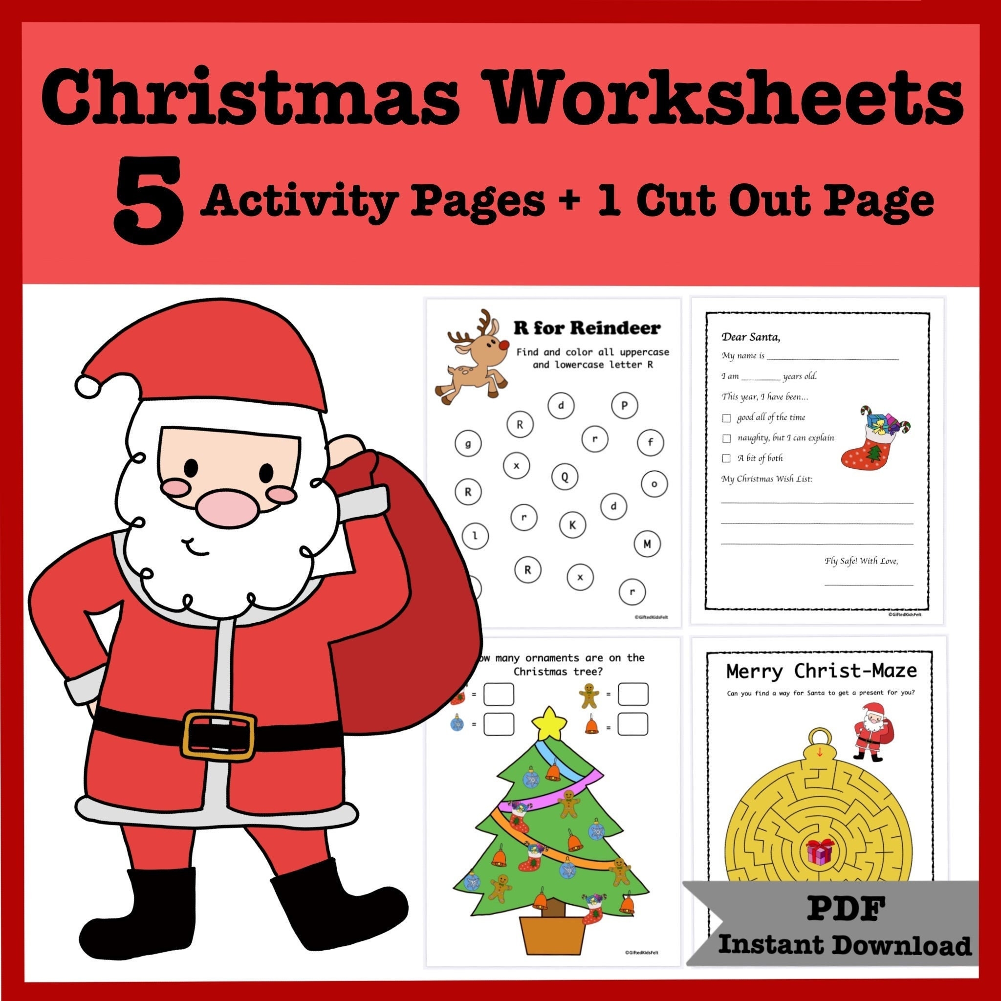 Printable PDF Christmas Activity Sheets For Kid Children Daycare Printable PDF Christmas Activity Sheets For Kid Children Daycare