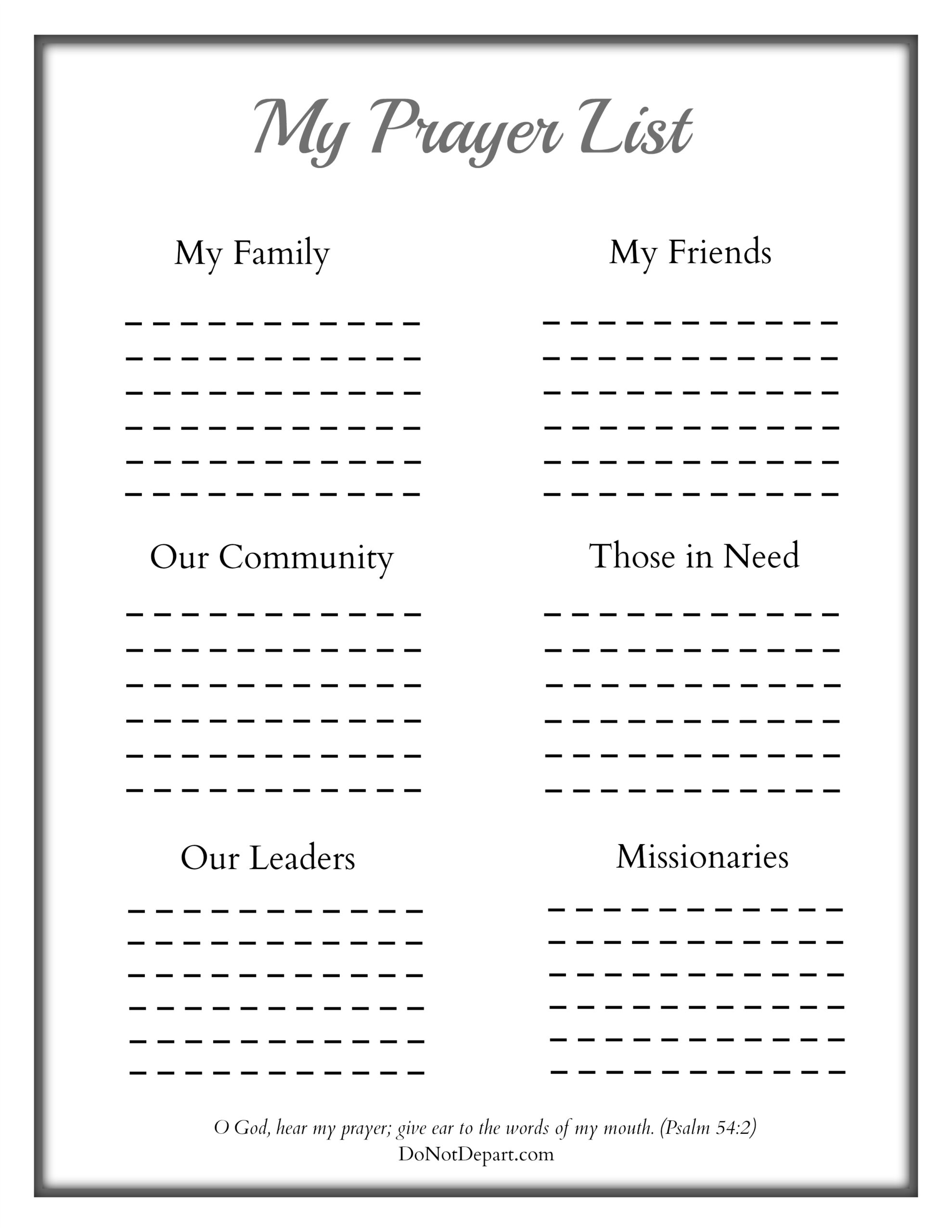 Printable Prayer Sheet For Children Do Not Depart