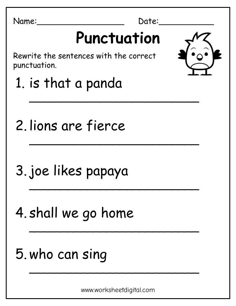Printable Punctuation Worksheets Punctuation Practice Worksheets For Kids Punctuation Sentences Punctuation Marks Practice Kindergarten Etsy Norway