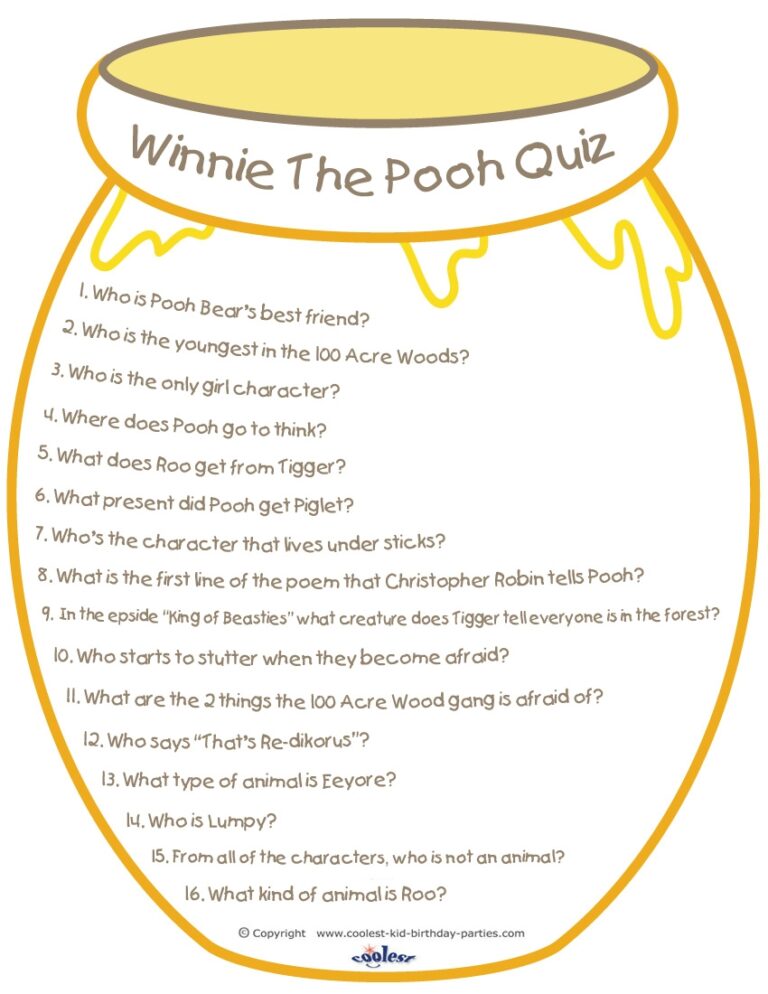 Printable Winnie The Pooh Quiz Coolest Free Printables Worksheets Library