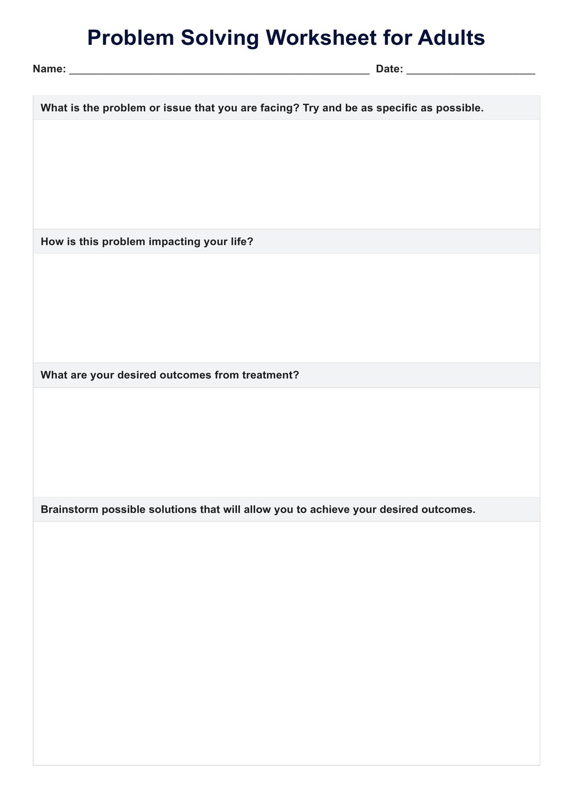 Problem Solving For Adults Worksheet U0026 Example Free PDF Download Problem Solving For Adults Worksheet U0026 Example Free PDF Download