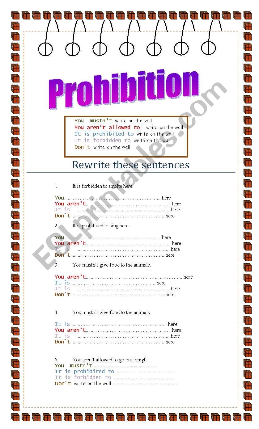 Prohibition ESL Worksheet By Gracemb04 Worksheets Library