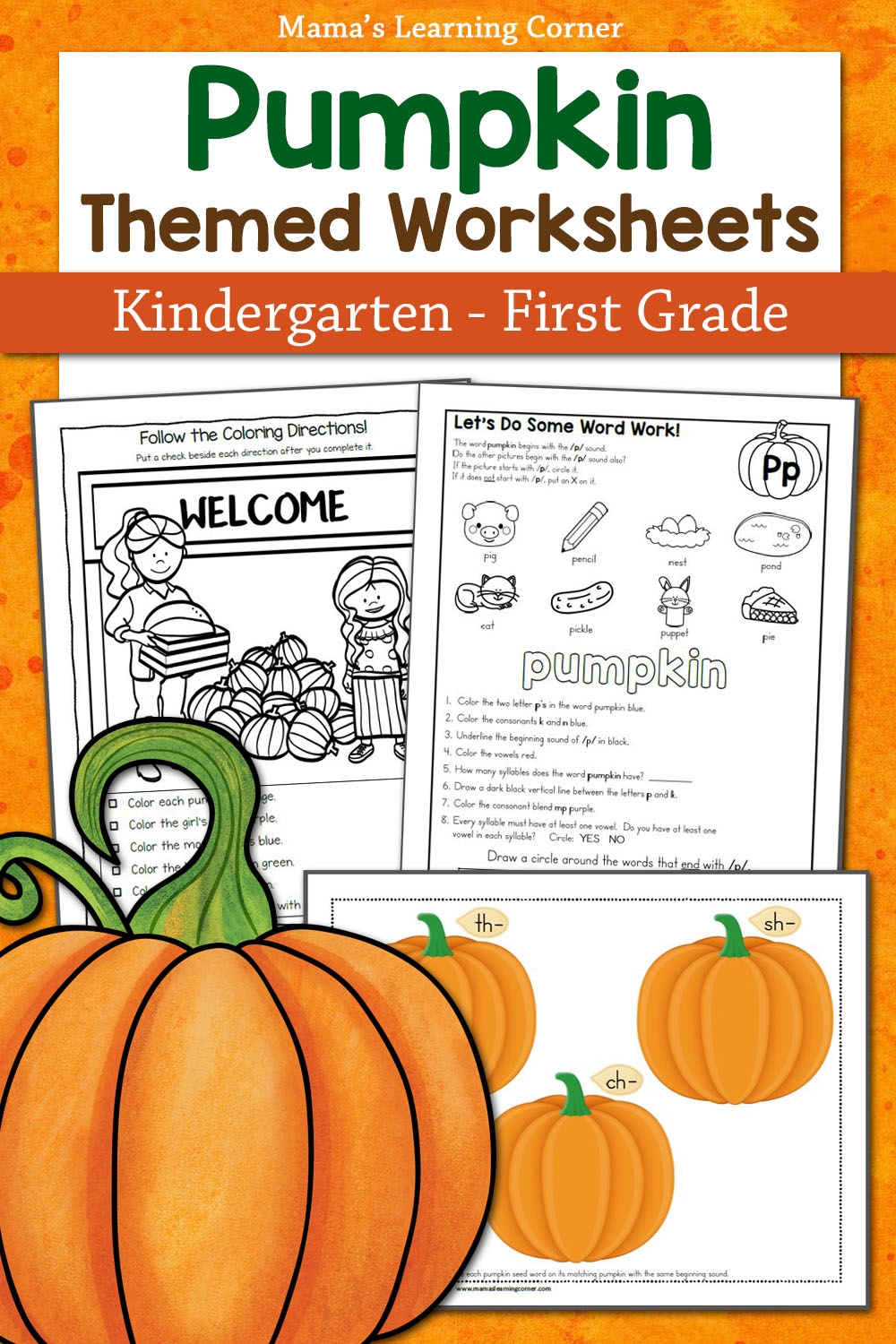 Pumpkin Worksheets For Kindergarten And First Grade Mamas Learning Corner Pumpkin Worksheets For Kindergarten And First Grade Mamas Learning Corner