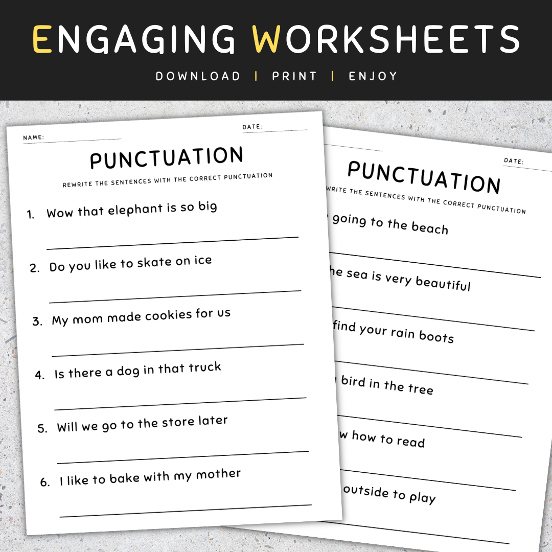 Free Printable First Grade Punctuation Worksheets