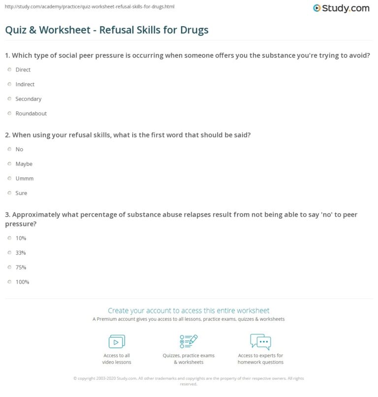 Quiz U0026 Worksheet Refusal Skills For Drugs Study