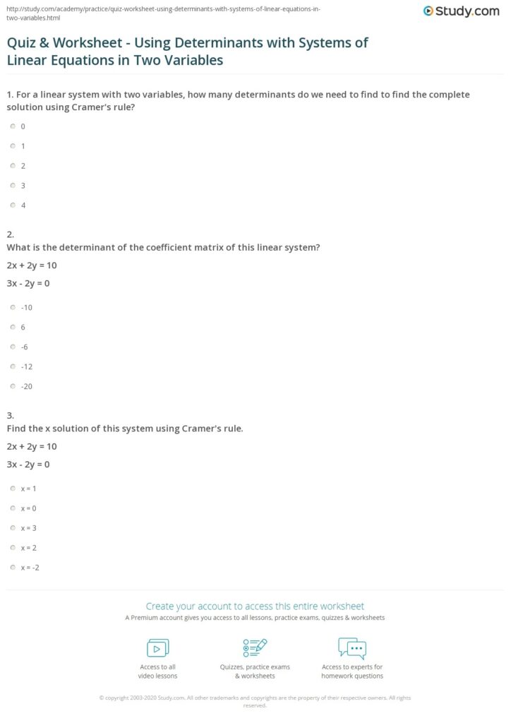 Free Printable Cramer’s Rule Worksheets - Printable Worksheets