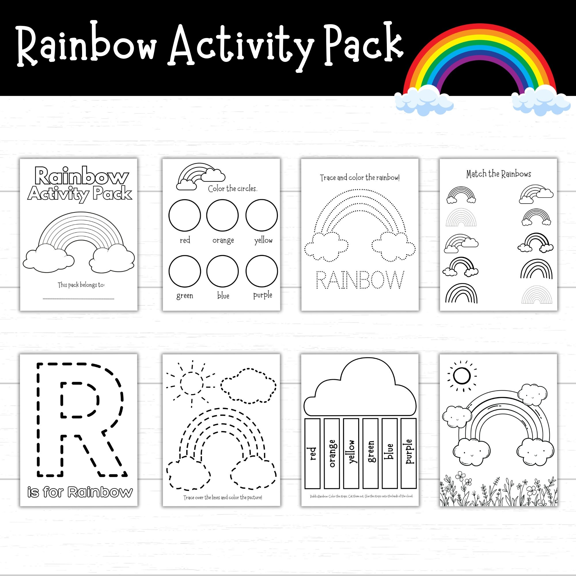 Rainbow Activity Pack Printable Rainbow Activities Rainbow Worksheets Spring Activities For Kids Build A Rainbow Printable Activities Etsy UK