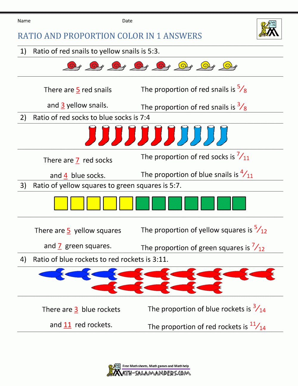 Proportion Worksheet Free Printable