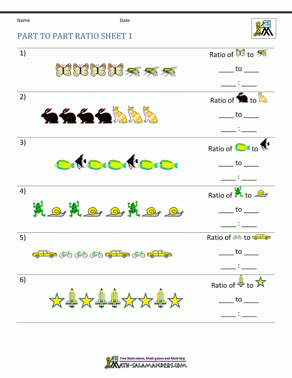 Free Printable Ratio Table Worksheets
