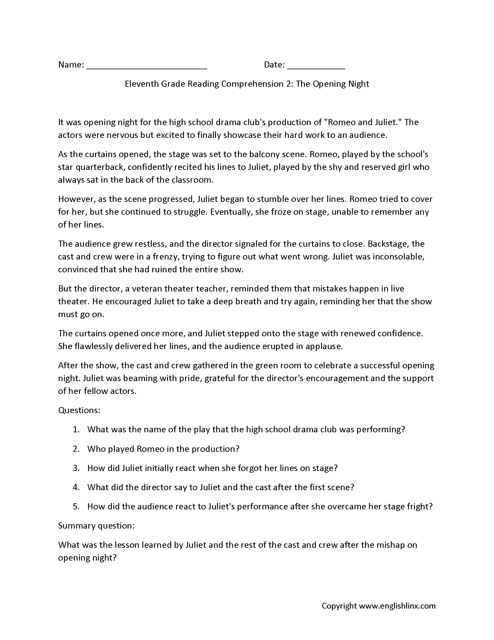 Free Printable Grade 11 English Worksheets Free Printable Grade 11 English Worksheets