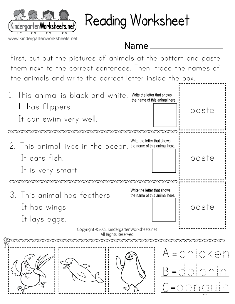 Free Printable Worksheets For Kindergarten Reading Free Printable Worksheets For Kindergarten Reading