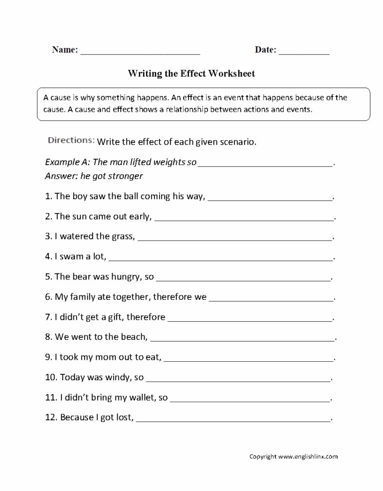 Reading Worksheets Cause And Effect Worksheets
