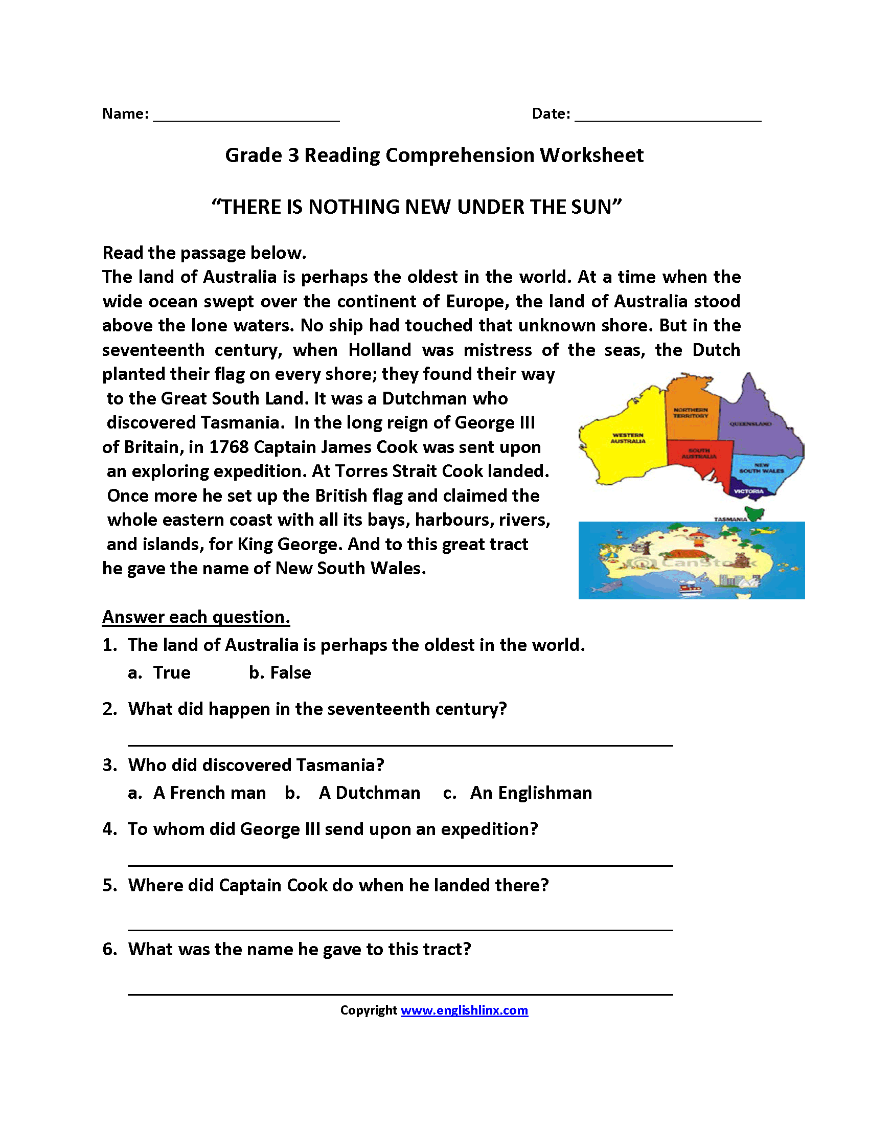Free Printable Grade 3 Comprehension Worksheets Free Printable Grade 3 Comprehension Worksheets