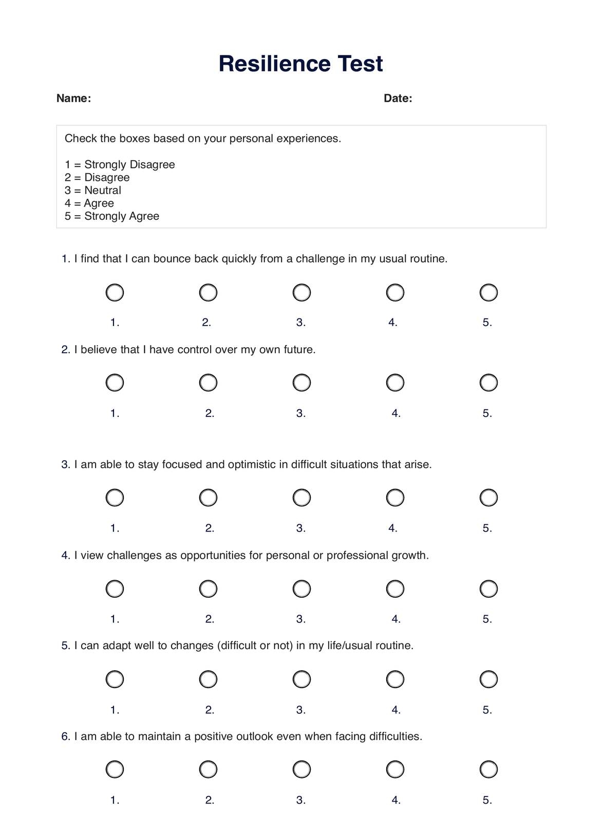 Resilience Test U0026 Example Free PDF Download