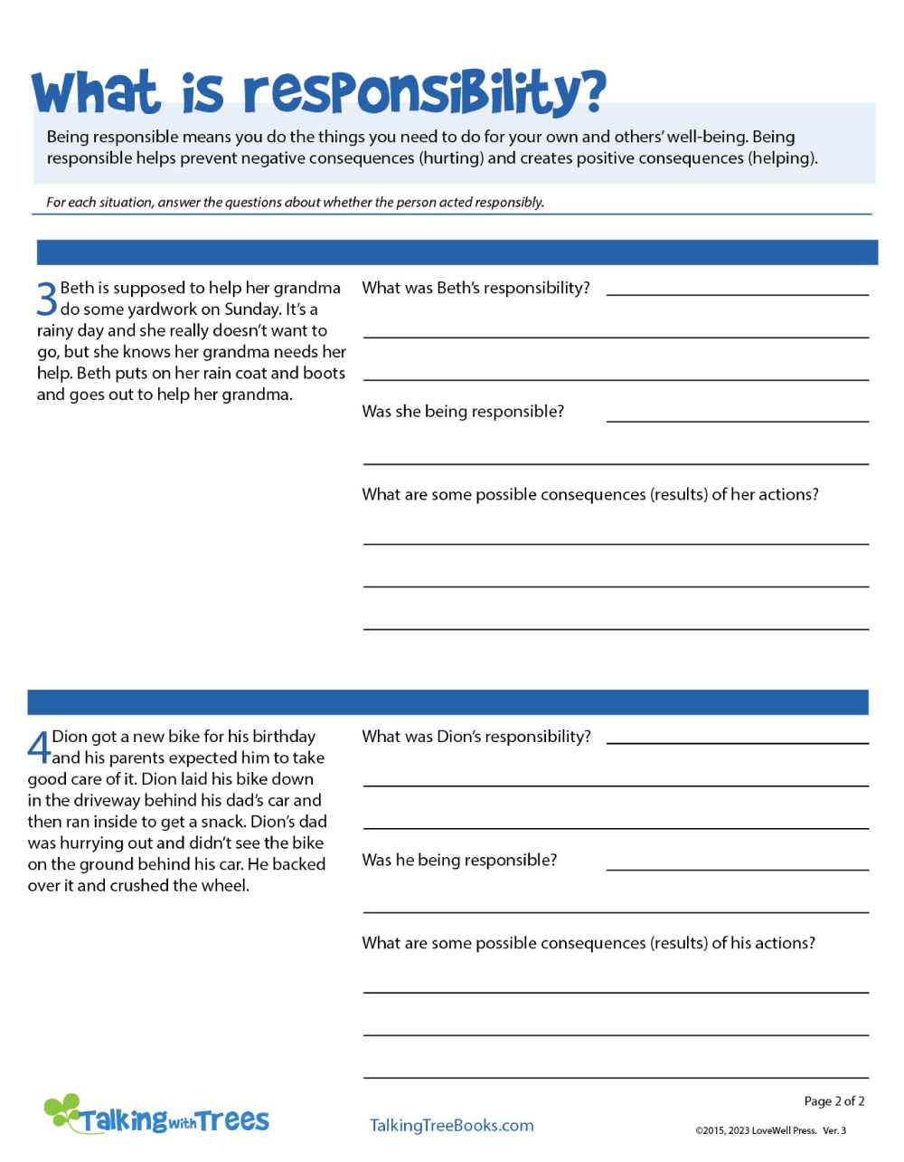 Responsibility Worksheets And Teaching Resources