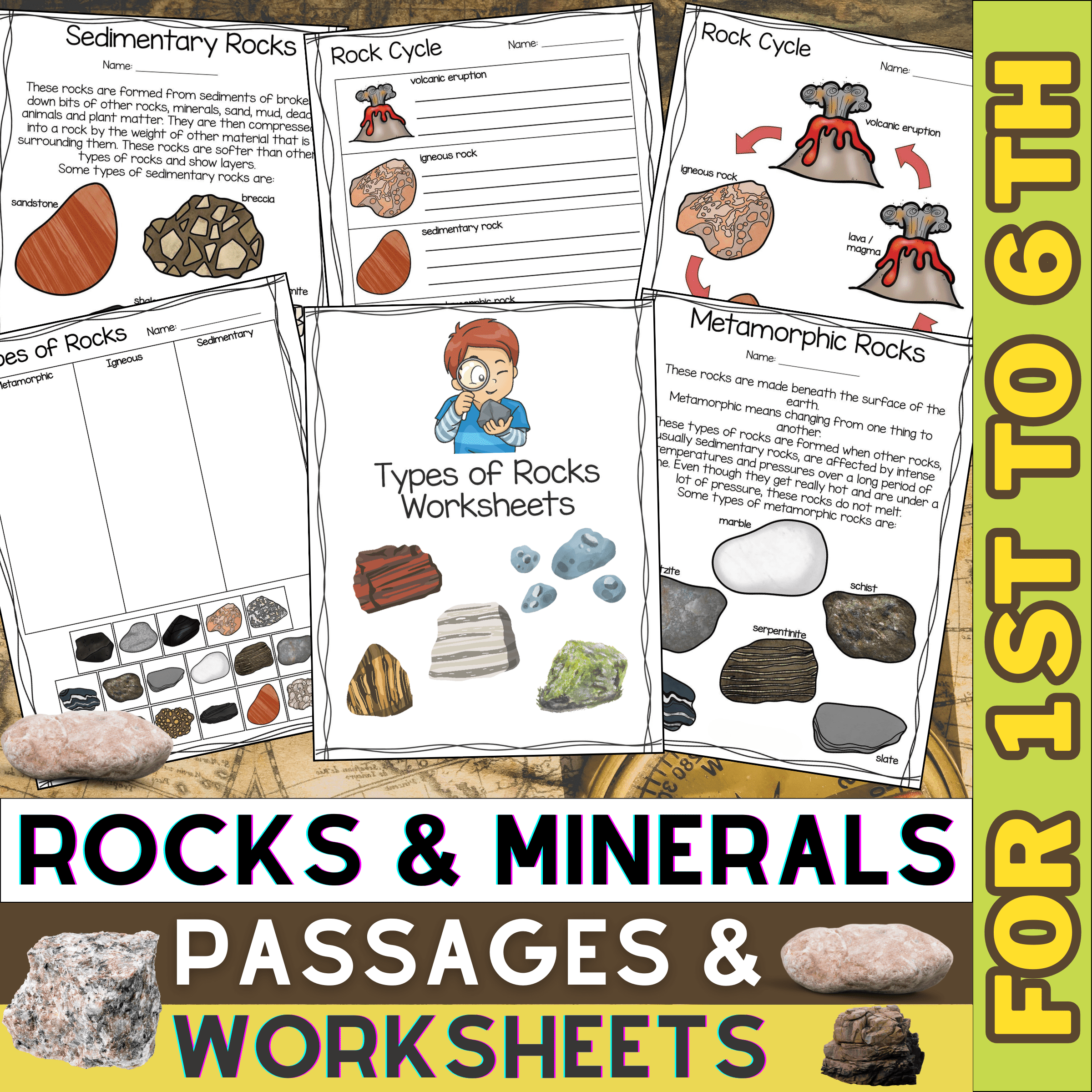 Rocks And Minerals Passages U0026 Worksheets Types Of Rocks U0026 Rock Cycle Activity Made By Teachers