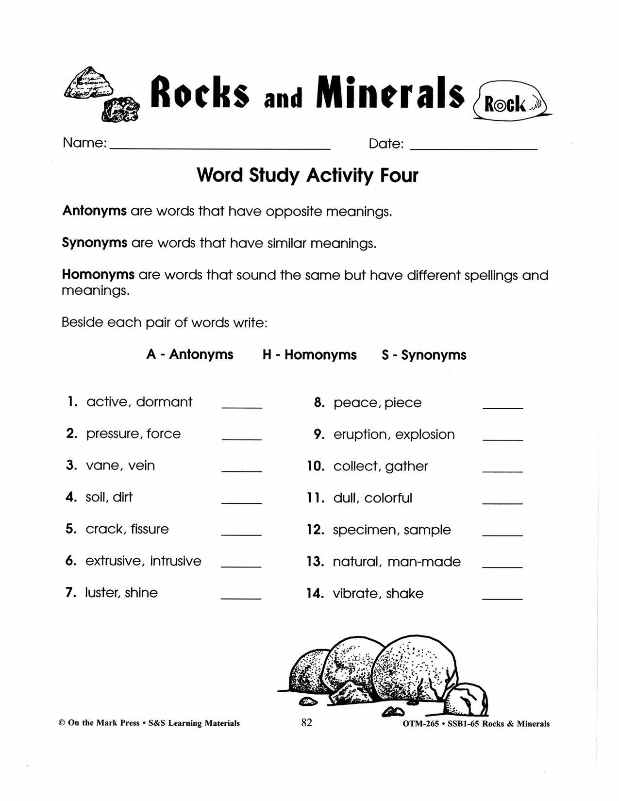 Rocks U0026 Minerals 7 Word Study Activities Grades 4 6 Worksheets Library Rocks U0026 Minerals 7 Word Study Activities Grades 4 6 Worksheets Library