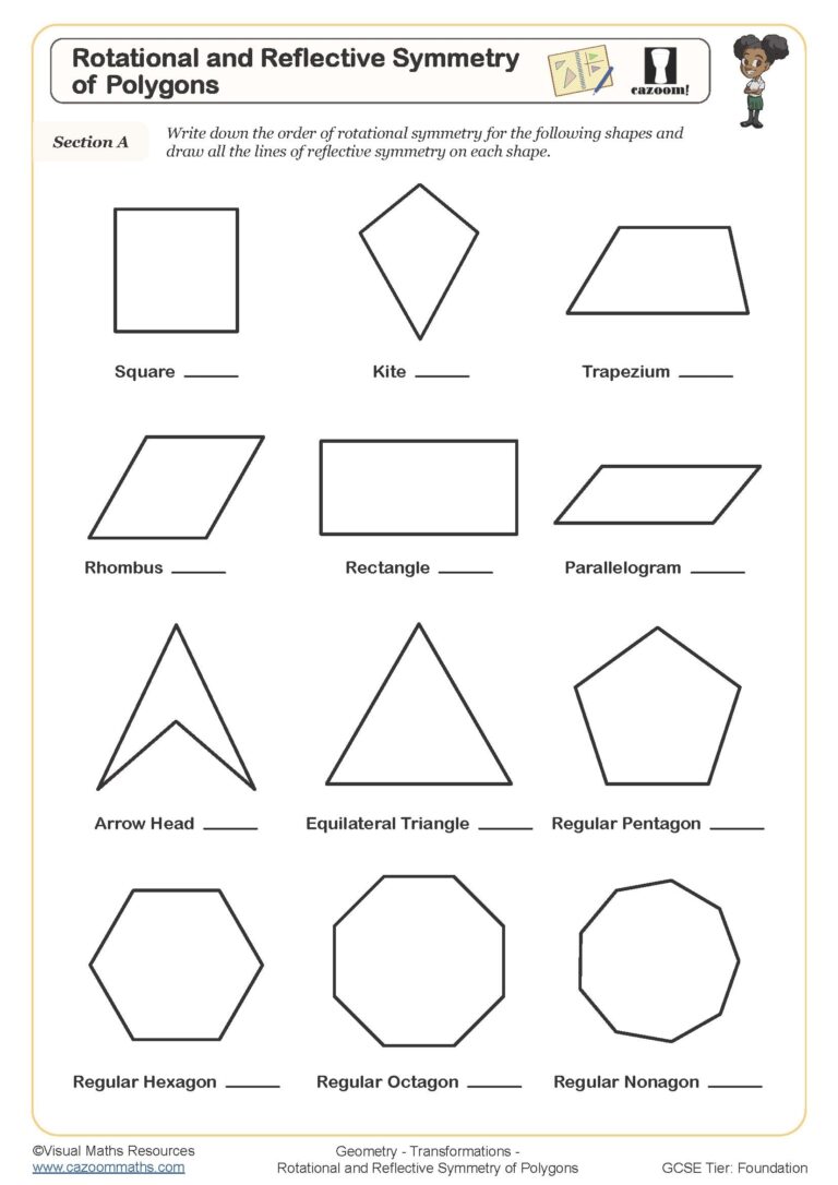 Rotational And Refelctive Symmetry Of Polygons Worksheet Printable Maths Worksheets