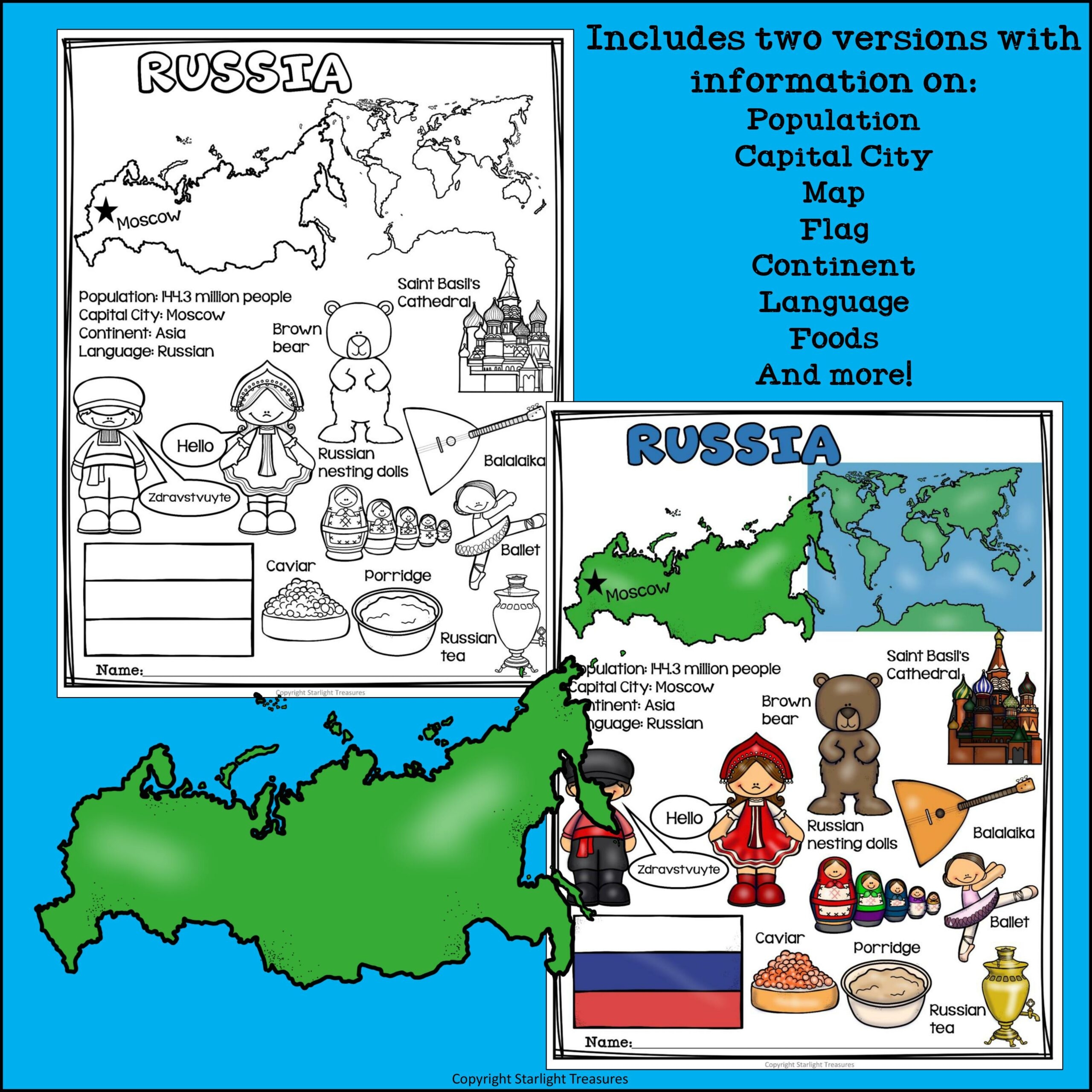 Free Printable Russia Worksheets