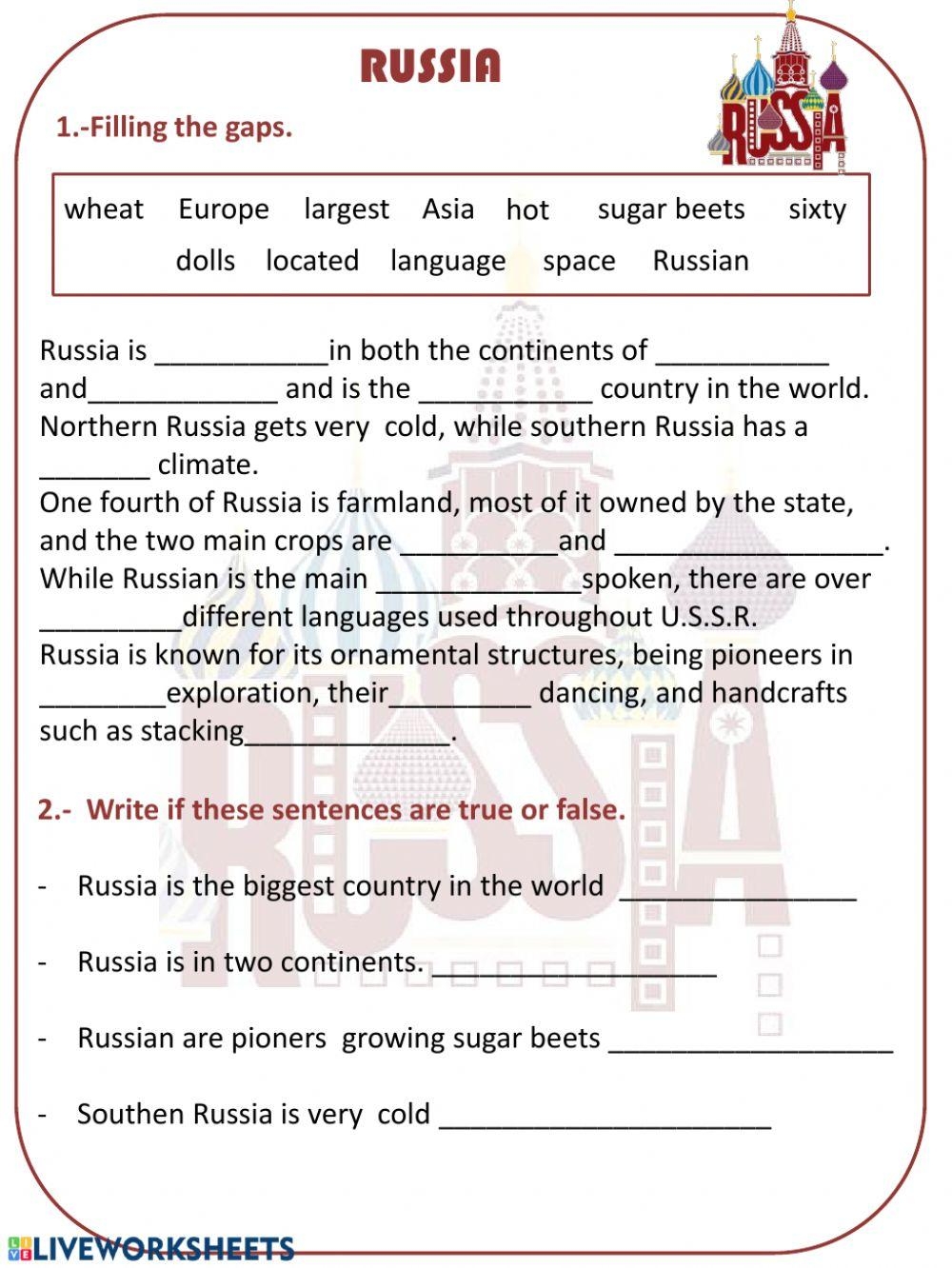 Free Printable Worksheets On Russia Free Printable Worksheets On Russia