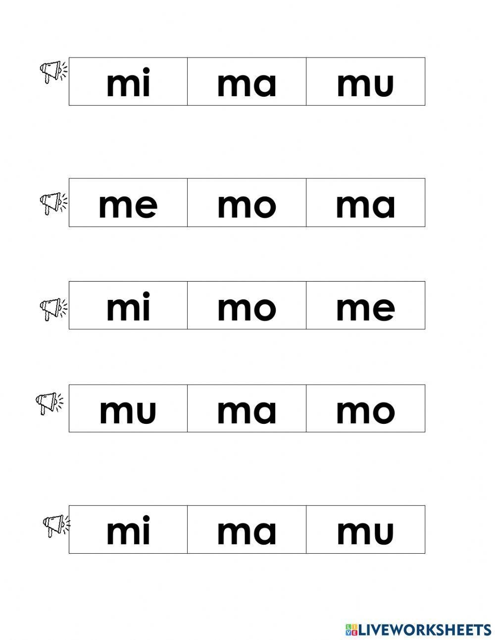 S labas Ma Me Mi Mo Mu Interactive Worksheet Live Worksheets Worksheets Library