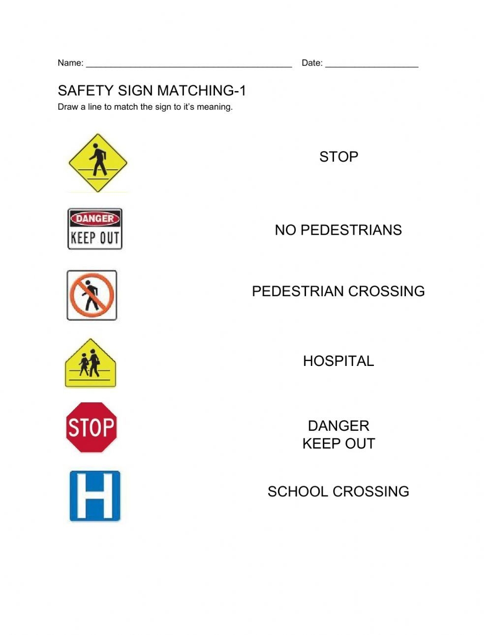 Safety Signs 1 Interactive Worksheet Kindergarten Worksheets 