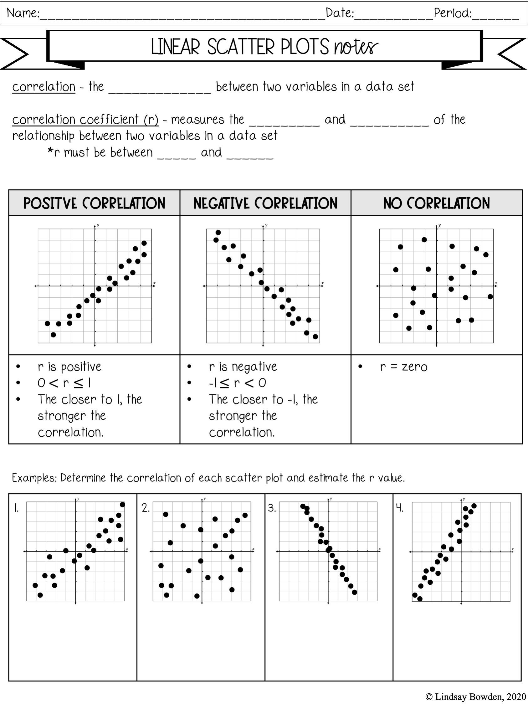 Scatter Plots Notes And Worksheets Lindsay Bowden Worksheets Library