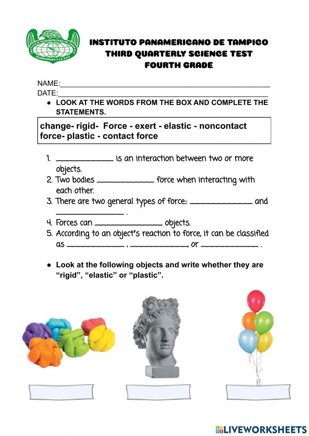 Science Exam 4th Grade Interactive Worksheet Live Worksheets 