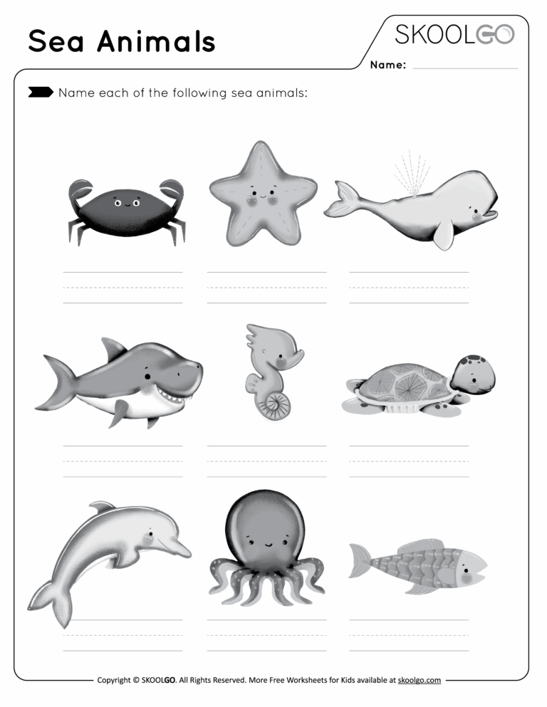 Sea Animal Worksheet Engaging Activities For Oceanic Learning