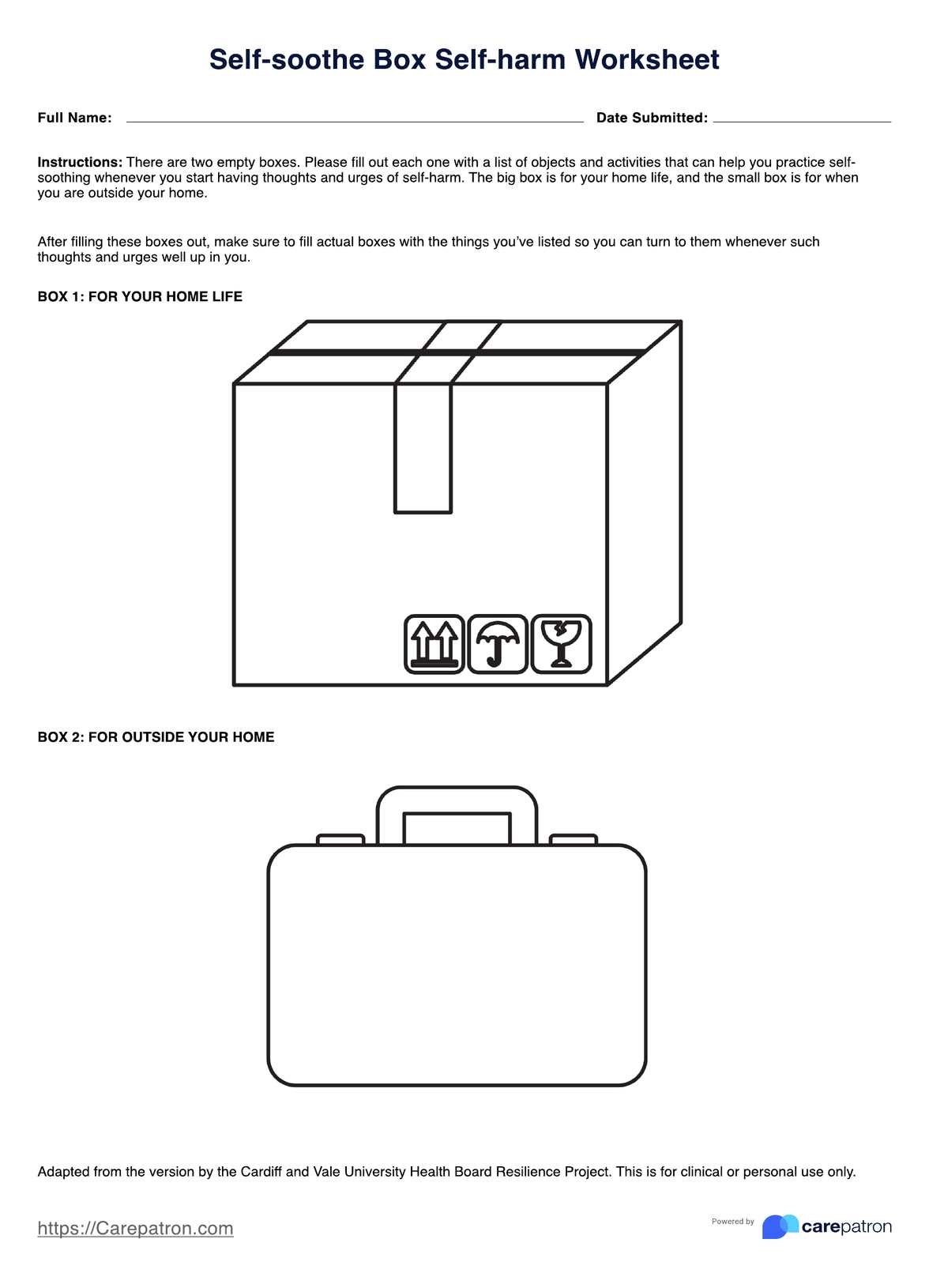 Self Harm Worksheet U0026 Example Free PDF Download