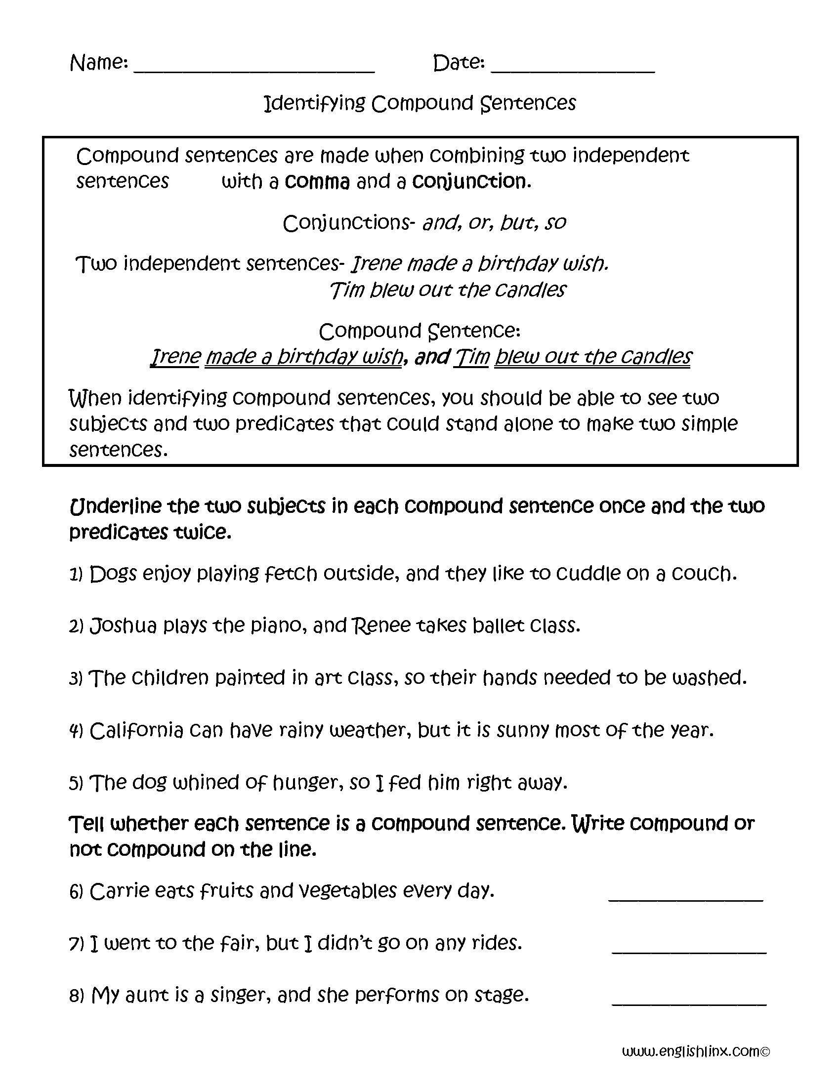 Sentences Worksheetes Compound Sentences Worksheets Sentences Worksheetes Compound Sentences Worksheets