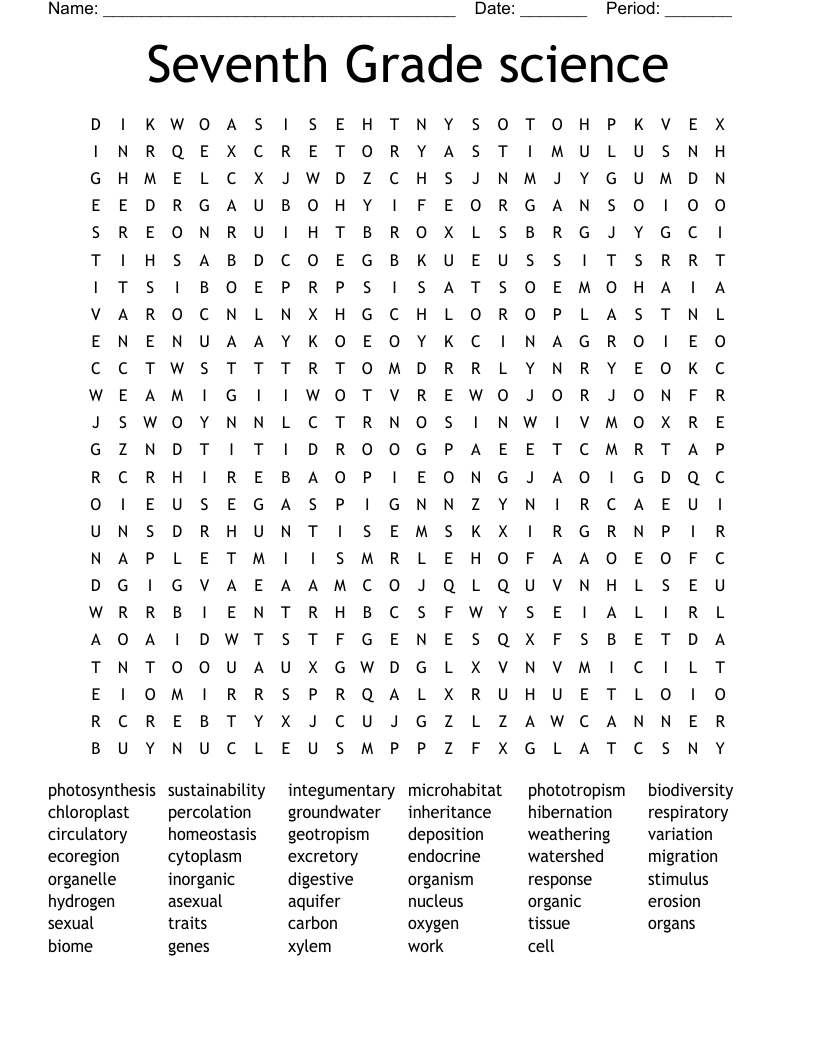 Seventh Grade Science Word Search WordMint Seventh Grade Science Word Search WordMint