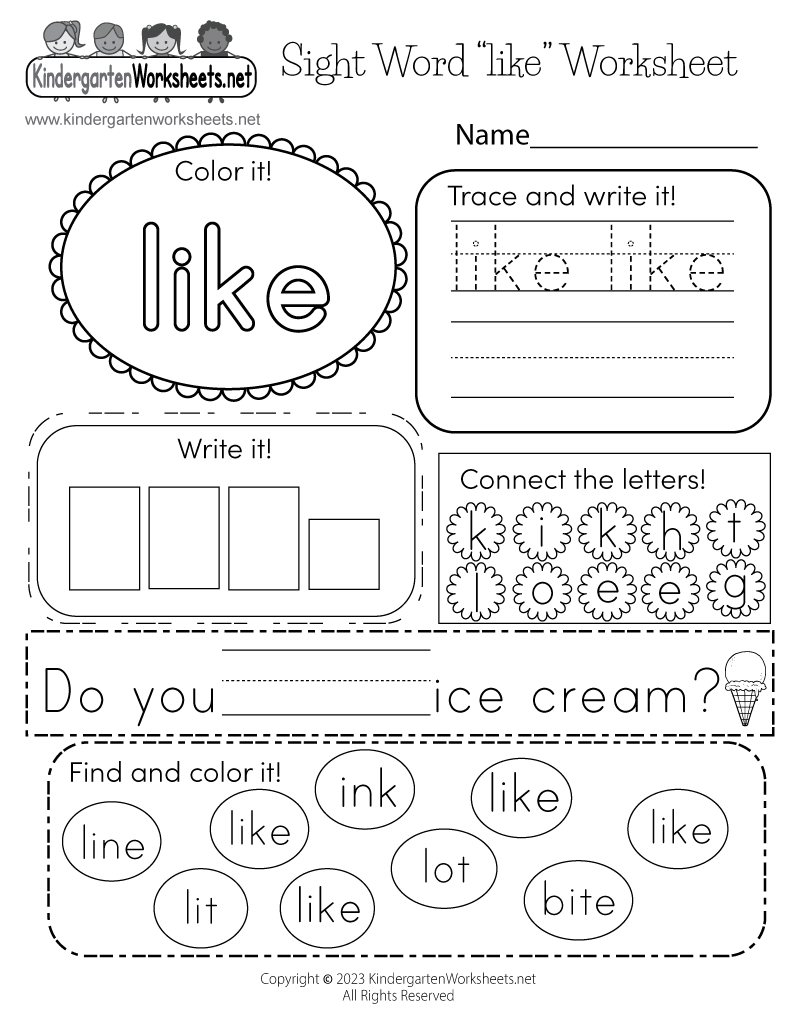 Sight Word like Worksheet Free Printable Digital U0026 PDF