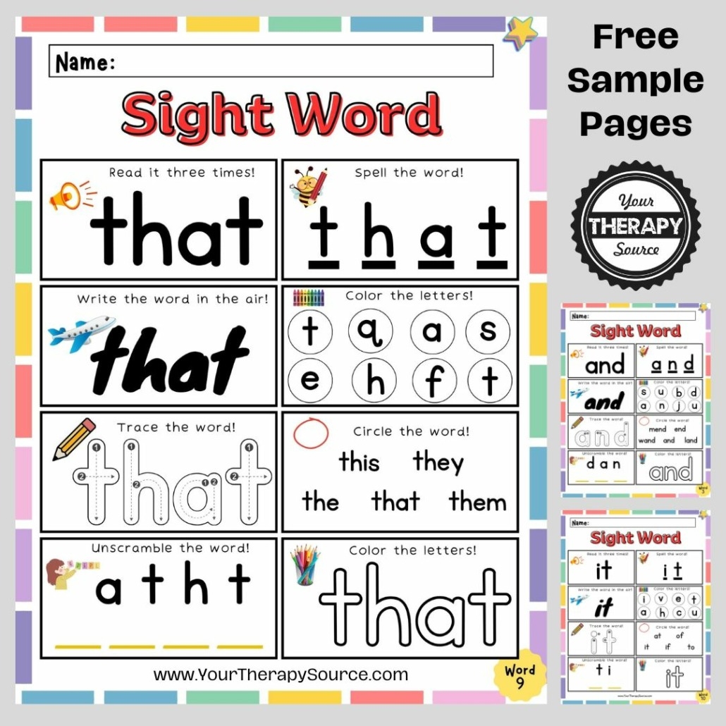 Sight Words Kindergarten Worksheet Free Printables Your 