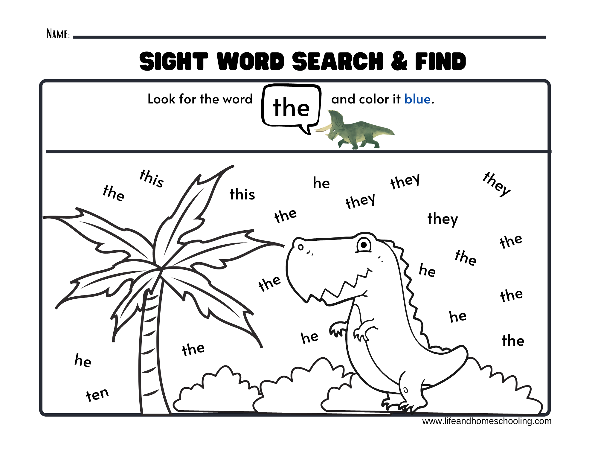 Dinosaur Free Printable Worksheets