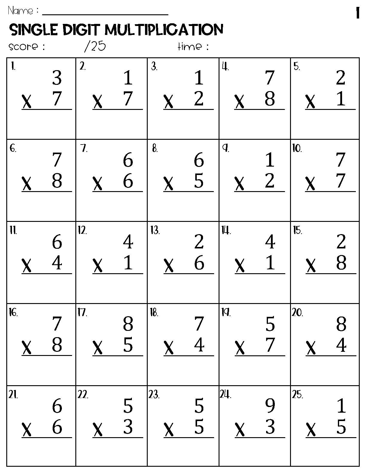 Single Digit Multiplication Worksheets Etsy UK Single Digit Multiplication Worksheets Etsy UK