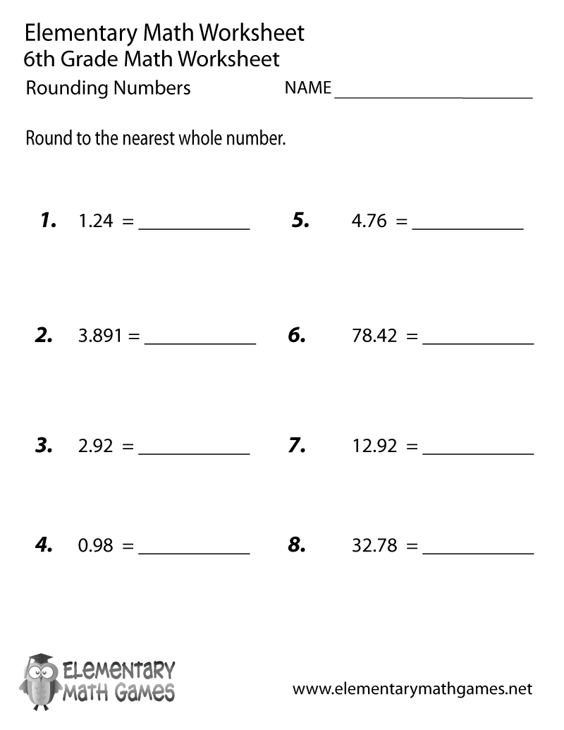Sixth Grade Rounding Numbers Worksheet Sixth Grade Rounding Numbers Worksheet