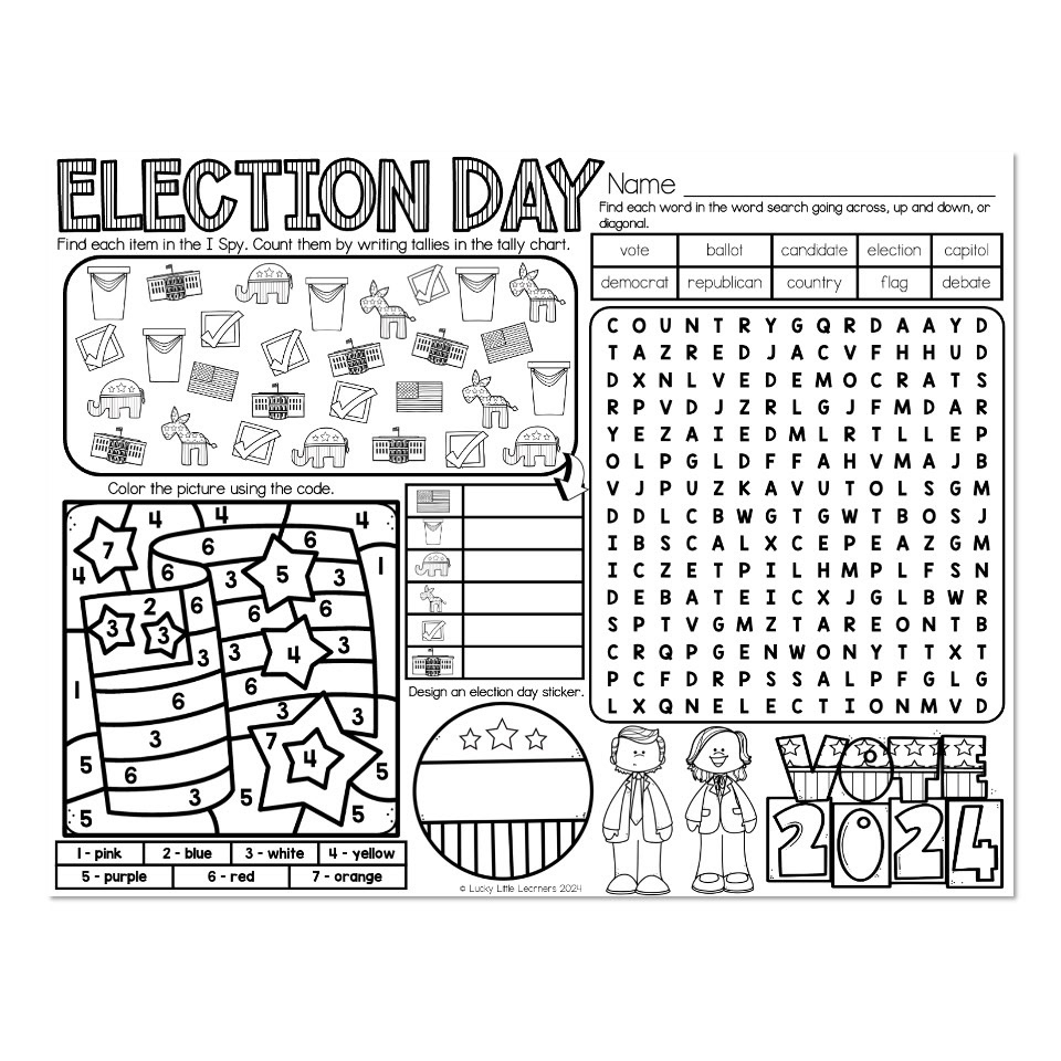 Social Studies Election And Voting Placemat Lucky Little Learners