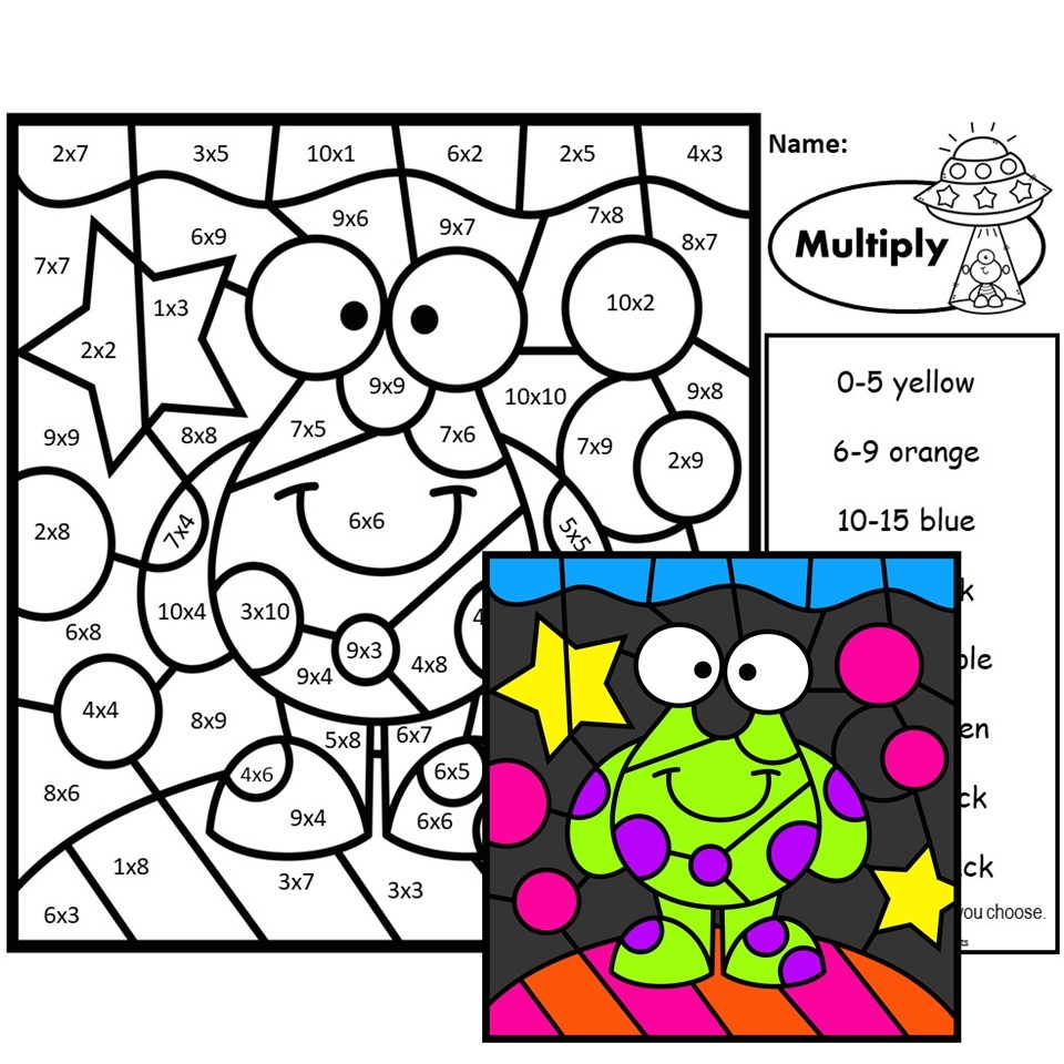 SPACE THEME MULTIPLICATION COLOR BY NUMBER