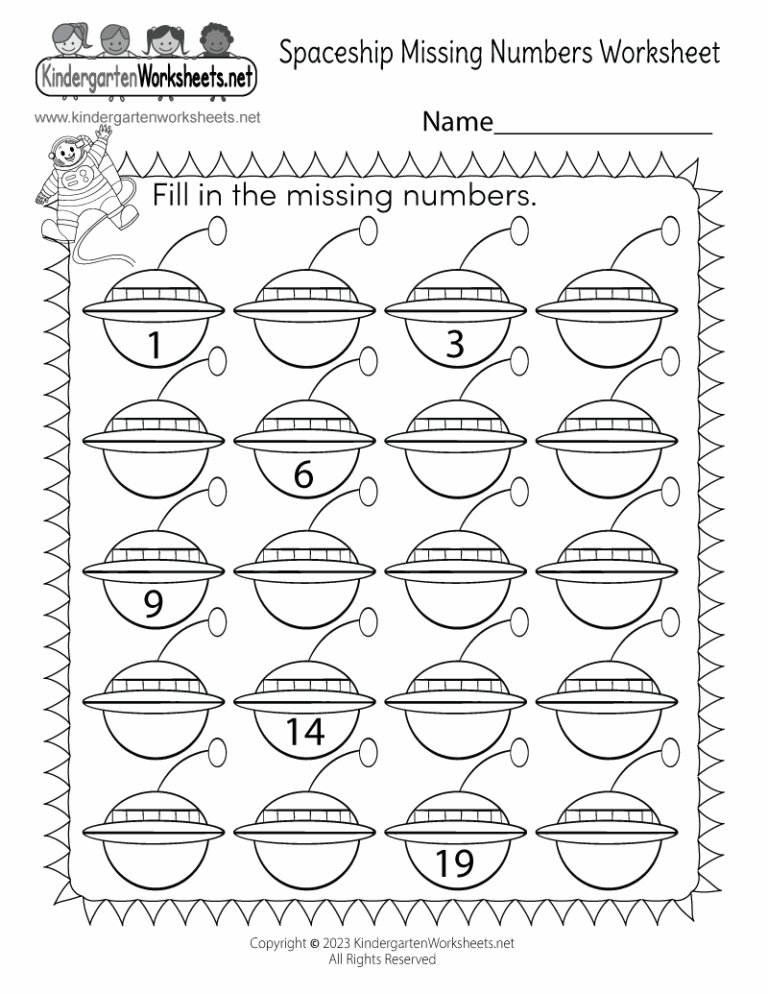 Spaceship Missing Numbers Worksheet Free Printable Digital U0026 PDF