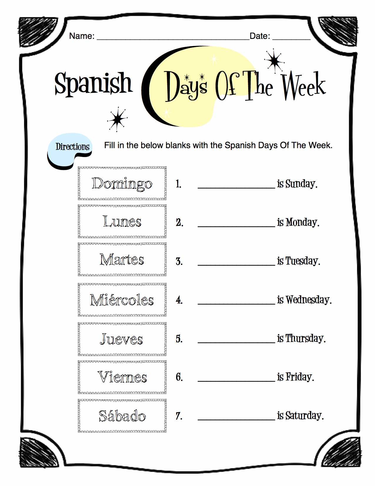 Spanish Days Of The Week Worksheet Packet Made By Teachers Spanish Days Of The Week Worksheet Packet Made By Teachers
