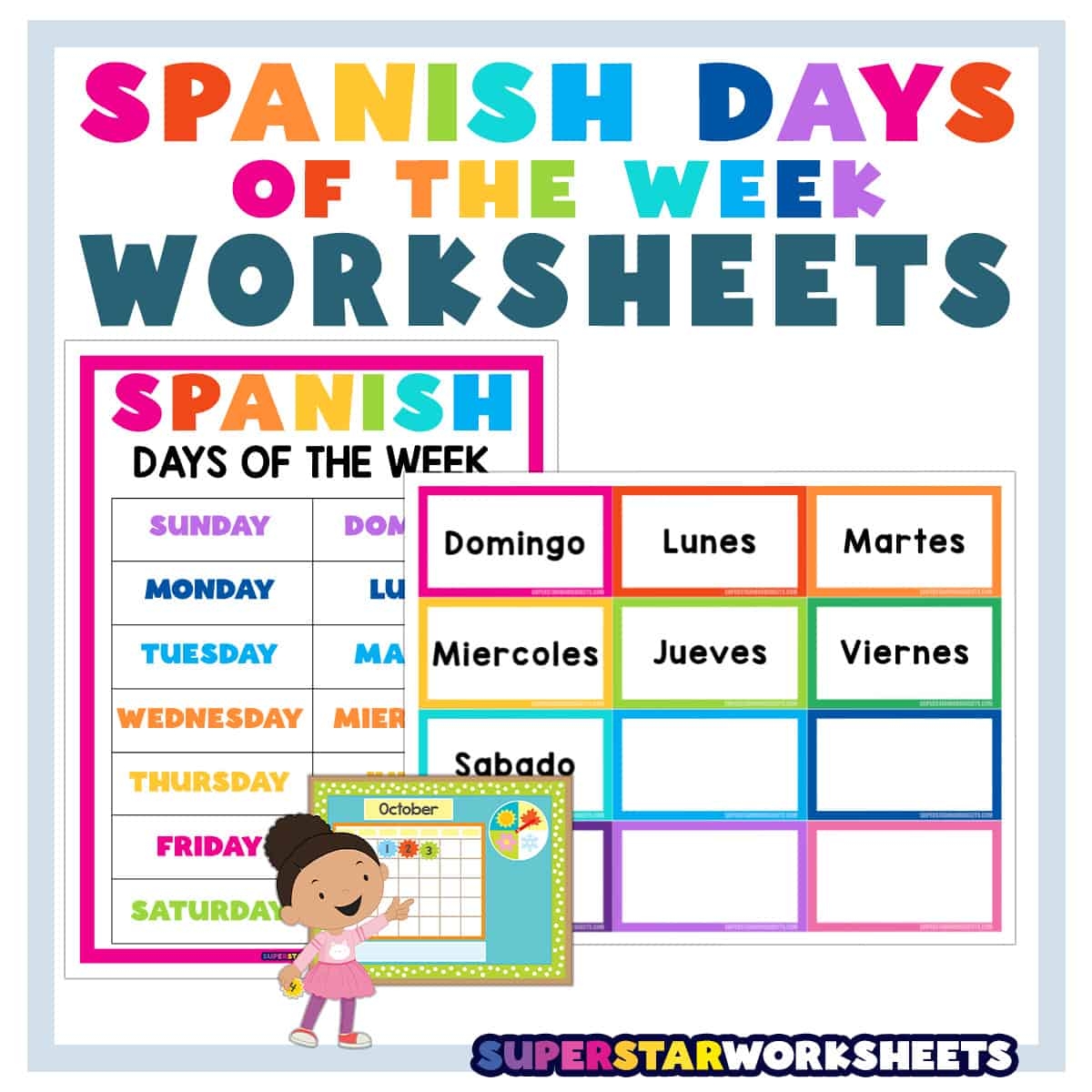SPANISH Days Of The Week Worksheets Superstar Worksheets