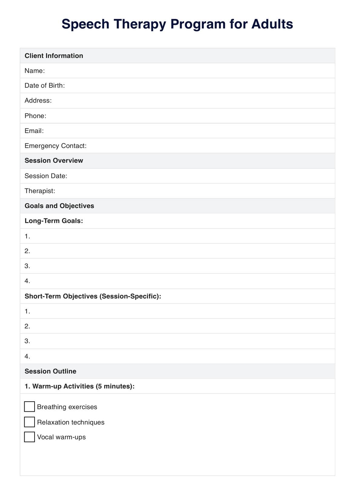 Speech Therapy For Adults PDF U0026 Example Free PDF Download Speech Therapy For Adults PDF U0026 Example Free PDF Download