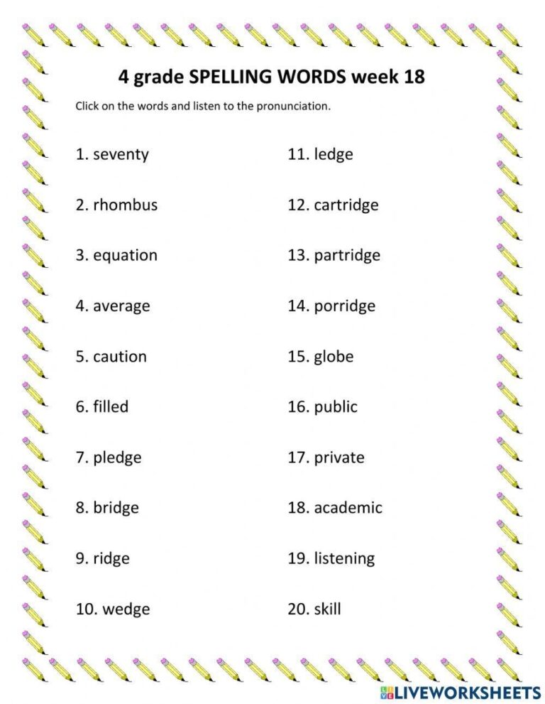 Spelling Words Online Worksheet For 4 Grade Live Worksheets Worksheets Library