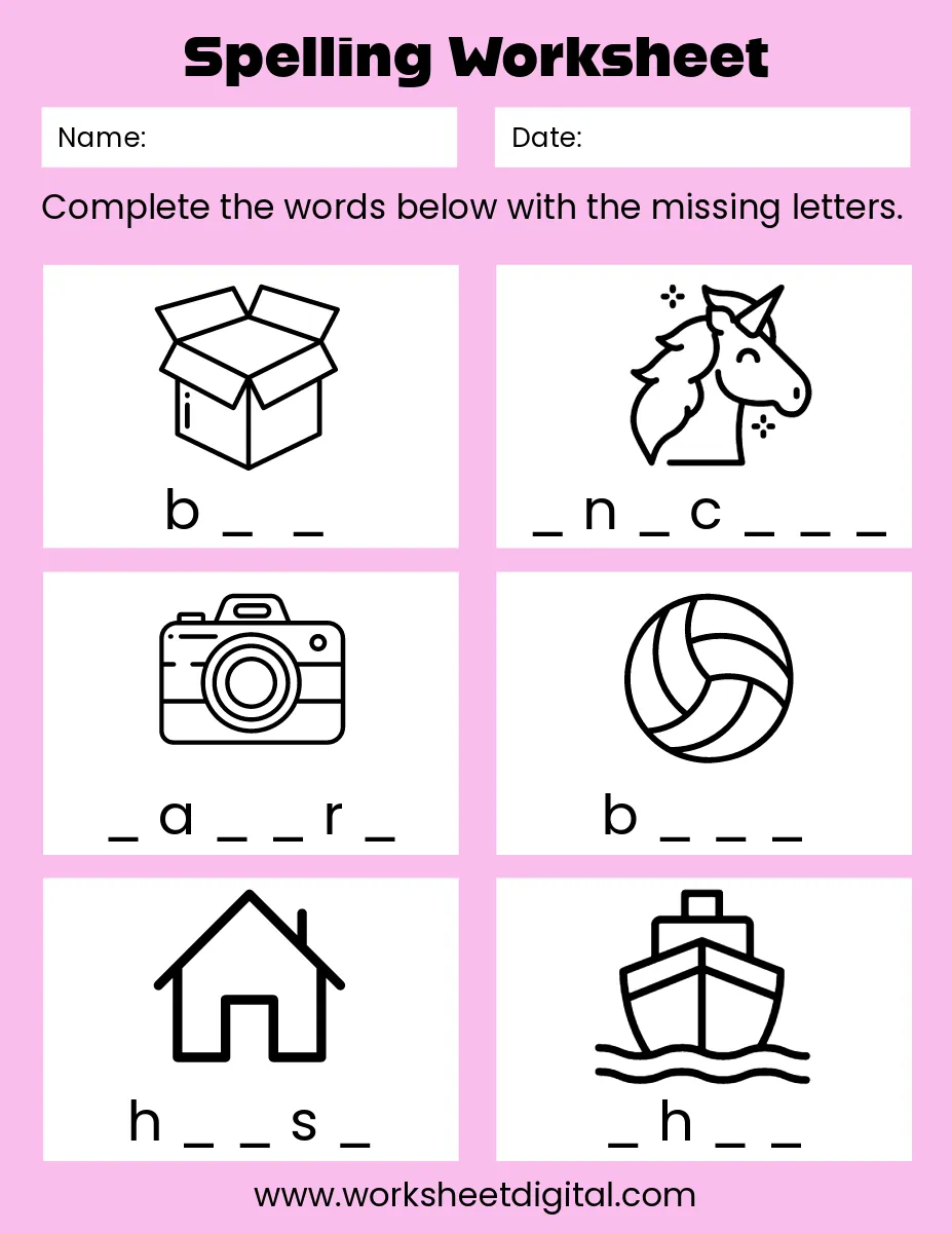 Spelling Worksheet Spelling Worksheet